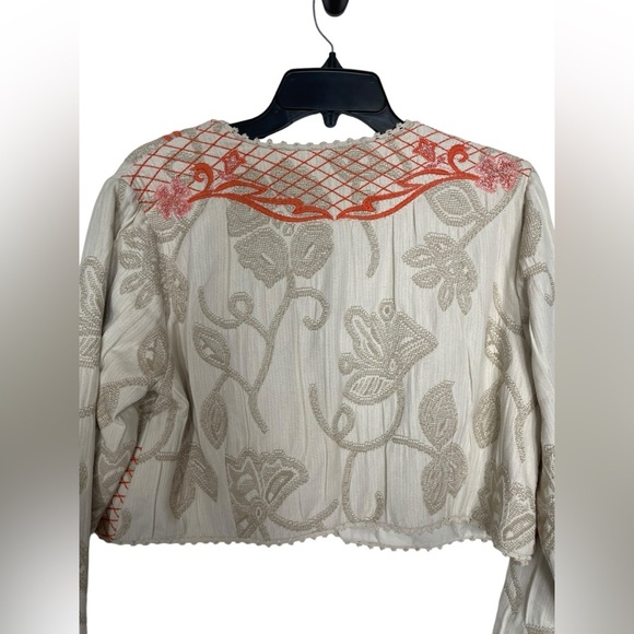 Soft Surroundings Twin Garlands Bolero Jacket Cropped Beaded Embroidered Sz M - Picture 11 of 13
